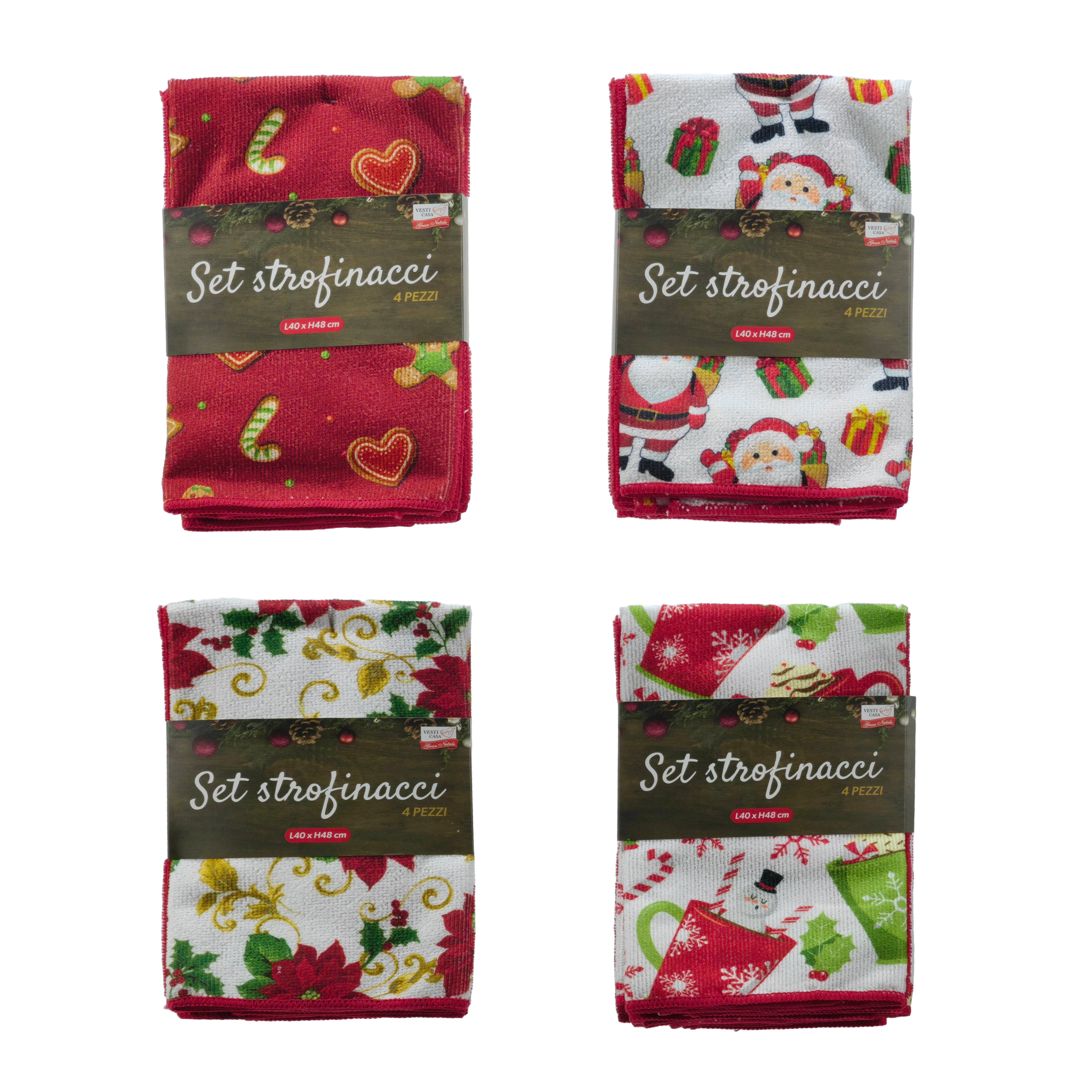 VESTIAMO CASA GRAN NATALE - Set Strofinacci Natalizi 4 pezzi h48x40 cm